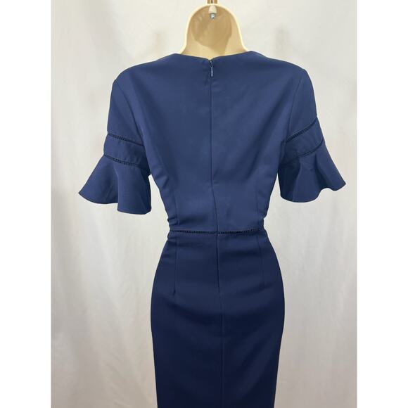 Maggy London Navy Flutter Sleeve Sheath Dress – Size 6 - Picture 9 of 15
